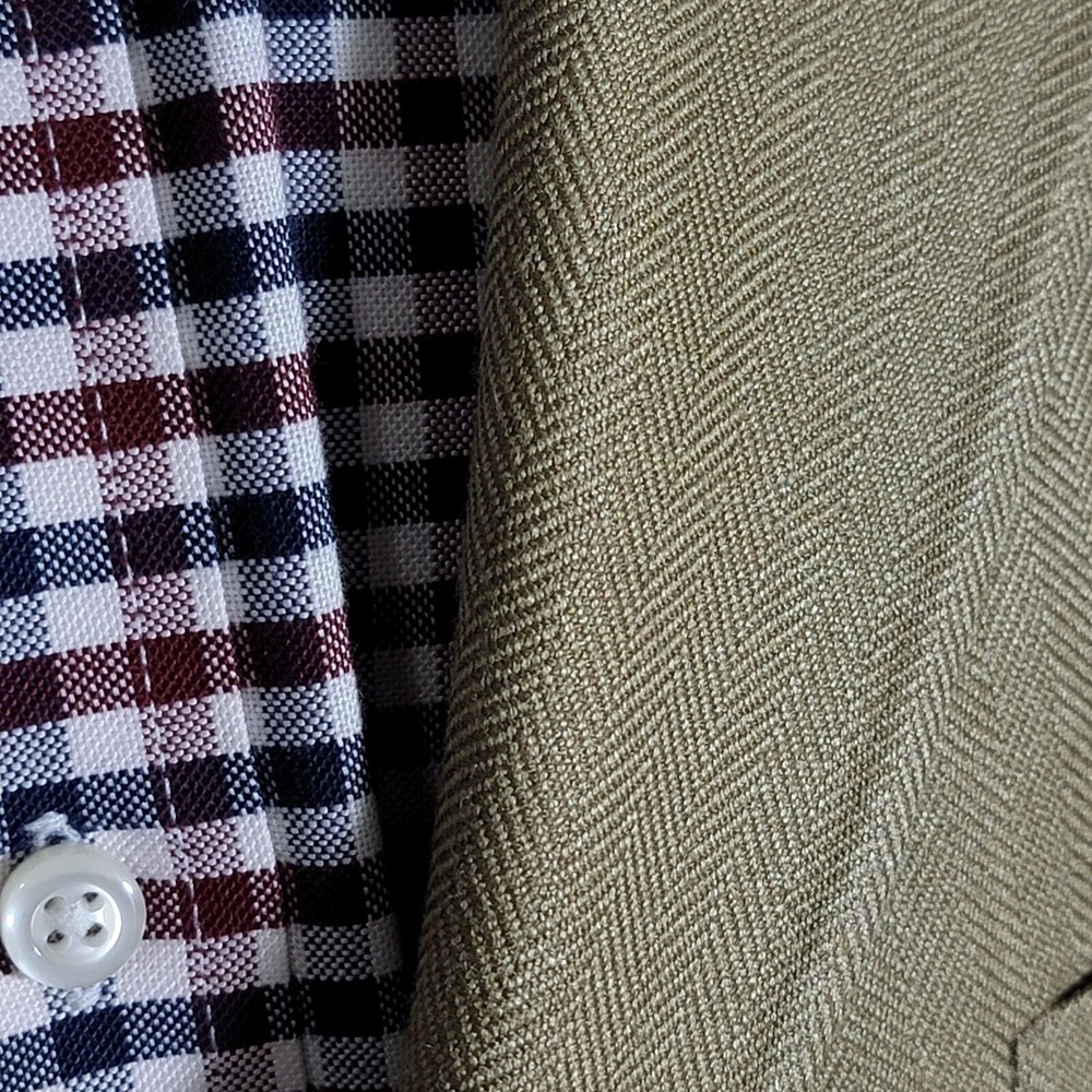 Chaps Ralph Lauren Men's Sport Coat Three Button Dark Beige Herringbone Silk 40R - Picture 7 of 16